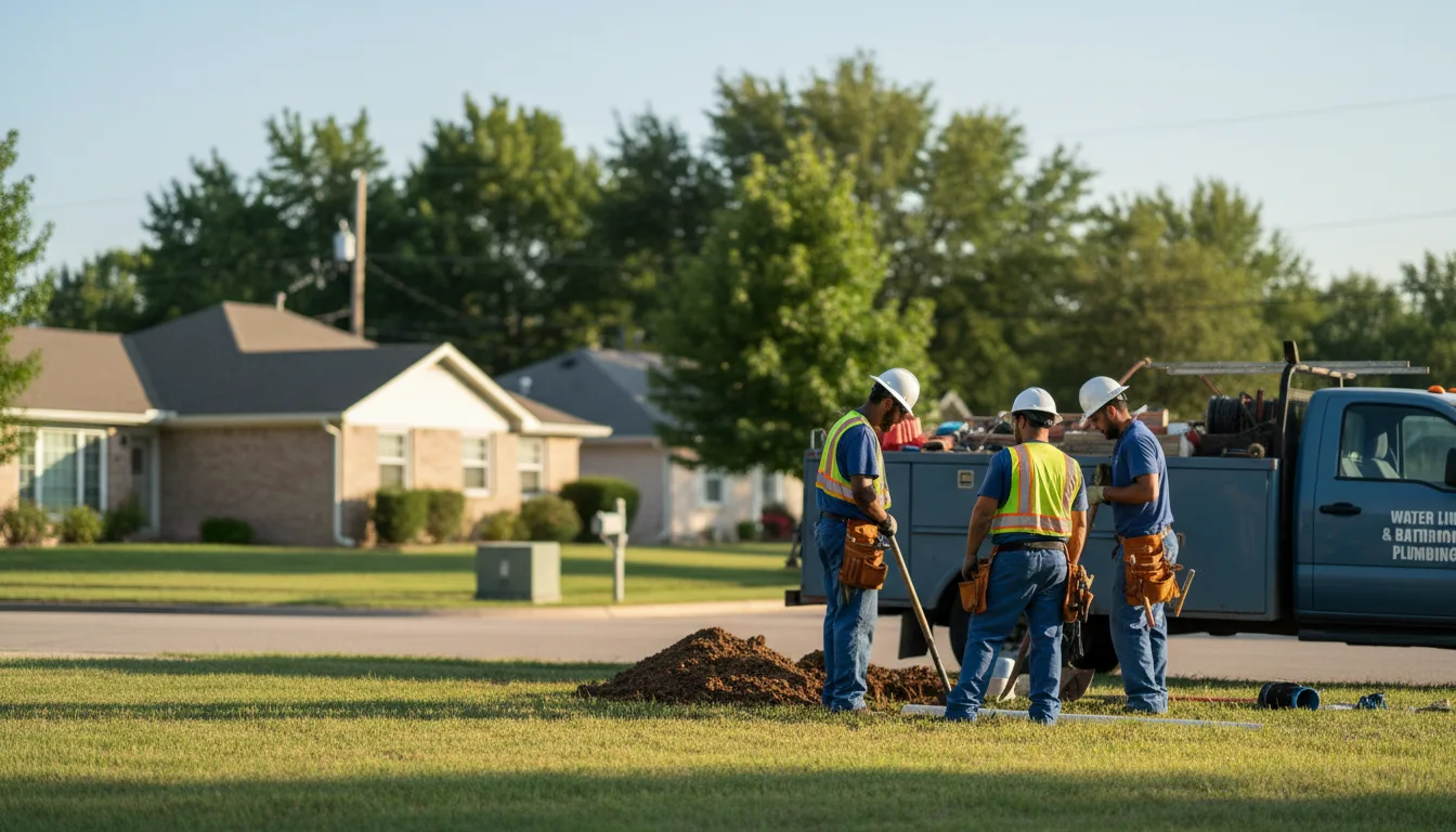 Residential water line and bathroom plumbing service in Etna, OH
